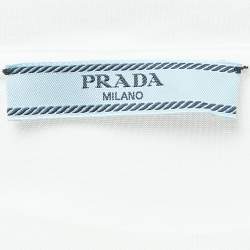 Pre Owned Prada White Cotton Knit Re-Nylon Pouch Docking T-Shirt L