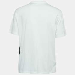 Pre Owned Prada White Cotton Knit Re-Nylon Pouch Docking T-Shirt L