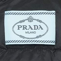 Pre Owned Prada Black Nylon Triangle Logo Applique Hooded Puffer Jacket M