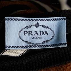 Prada Brown/Black Striped Cotton Knit Short Sleeve Top M