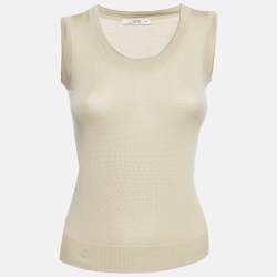 Prada Vintage Beige Wool Blend Knit Sleeveless Top S