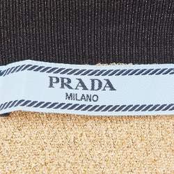 Prada Gold Logo Intarsia Lamé Knit Crop Top and Skirt Set M