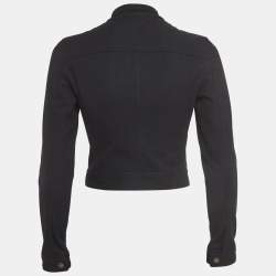 Prada Black Cotton Blend Zipper Front Cropped Jacket S