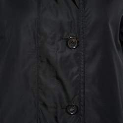 Pre Owned Prada Black Nylon Fur Trimmed Hooded Jacket L