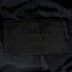 Pre Owned Prada Black Nylon Fur Trimmed Hooded Jacket L