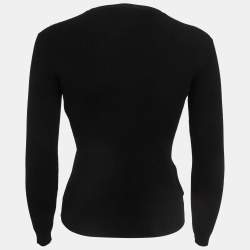 Prada Black Rib Knit Long Sleeve Top XS