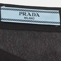 Pre Owned Prada Black Silk Decorative Cuff Detail Blouse M