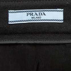 Pre Owned Prada Black Virgin Wool Pleated Mini Skirt S