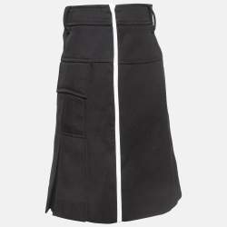 Pre Owned Prada Black Virgin Wool Pleated Mini Skirt S