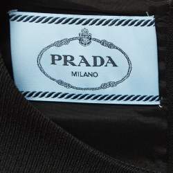 Prada Black Stretch Natté Tulle Sleeveless Belted Mini Dress M