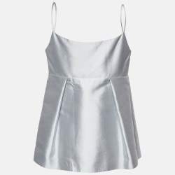 Prada Pale Blue Wool & Silk Peplum Sleeveless Top M