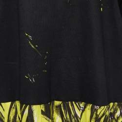 Pre Owned Prada Black Banana Print Cotton Peplum Dress M