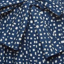 Prada Navy Blue Geometric Print Cotton Pleated Mini Dress S  