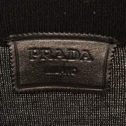 Prada Black Leather Trim Wool Zipper Jacket M