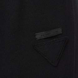 Prada Black Triangle Applique Cotton Knit Joggers M
