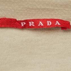 Prada Brown Cotton Knit V-Neck t-Shirt L