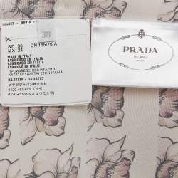 Prada Beige Daffodil Print Silk De Chine Top S