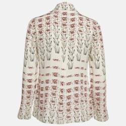 Prada Beige Daffodil Print Silk De Chine Top S