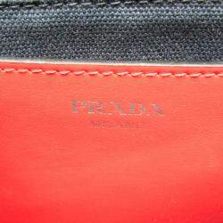 Prada Navy Blue Denim and Leather Studded Canapa Tote Bag
