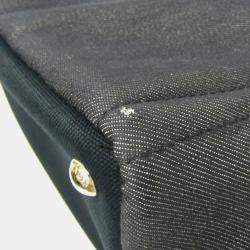Prada Navy Blue Denim and Leather Studded Canapa Tote Bag