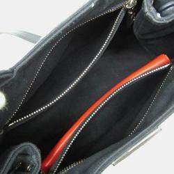 Prada Navy Blue Denim and Leather Studded Canapa Tote Bag