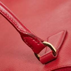 Pre Owned Prada Red Saffiano Leather Large Galleria Double Zip Tote