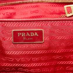 Pre Owned Prada Red Saffiano Leather Large Galleria Double Zip Tote
