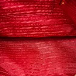 Pre Owned Prada Red Saffiano Leather Large Galleria Double Zip Tote