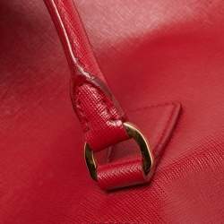 Pre Owned Prada Red Saffiano Leather Large Galleria Double Zip Tote