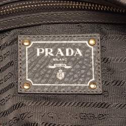 Pre Owned Prada Dark Grey Vitello Daino Leather Duffle Bag