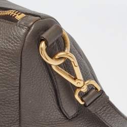 Pre Owned Prada Dark Grey Vitello Daino Leather Duffle Bag