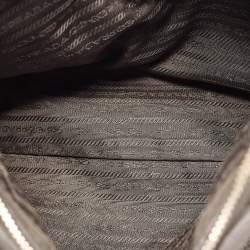 Pre Owned Prada Dark Grey Vitello Daino Leather Duffle Bag