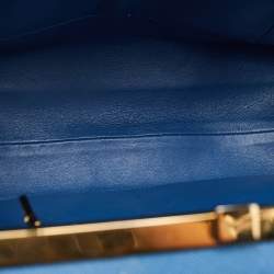 Prada Two Tone Blue Saffiano Lux Leather Pyramid Frame Satchel
