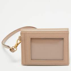 Prada Beige Saffiano Metal Leather Card Holder 