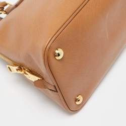 Pre Owned Prada Brown Saffiano Lux Leather Medium Promenade Bag