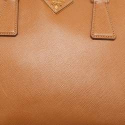 Pre Owned Prada Brown Saffiano Lux Leather Medium Promenade Bag