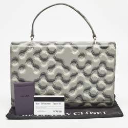 Prada Grey Molecule Print Leather Flap Top Handle Bag