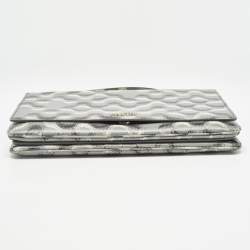 Prada Grey Molecule Print Leather Flap Top Handle Bag