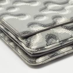 Prada Grey Molecule Print Leather Flap Top Handle Bag