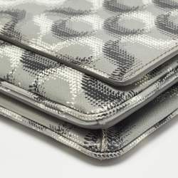 Prada Grey Molecule Print Leather Flap Top Handle Bag