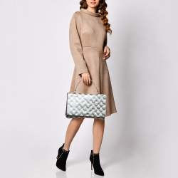Prada Grey Molecule Print Leather Flap Top Handle Bag