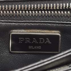 Prada Grey Molecule Print Leather Flap Top Handle Bag
