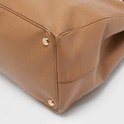 Pre Owned Prada Brown Saffiano Lux Leather Executive Double Zip Tote