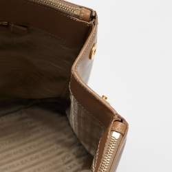 Pre Owned Prada Brown Saffiano Lux Leather Executive Double Zip Tote