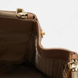 Pre Owned Prada Brown Saffiano Lux Leather Executive Double Zip Tote
