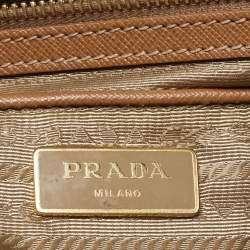 Pre Owned Prada Brown Saffiano Lux Leather Executive Double Zip Tote
