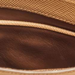 Pre Owned Prada Brown/White Saffiano Cuir Leather Flap Crossbody Bag