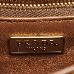 Pre Owned Prada Brown/White Saffiano Cuir Leather Flap Crossbody Bag