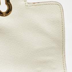 Pre Owned Prada Brown/White Saffiano Cuir Leather Flap Crossbody Bag