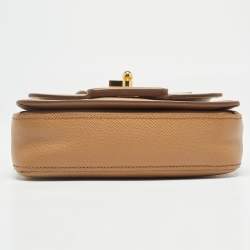 Pre Owned Prada Brown/White Saffiano Cuir Leather Flap Crossbody Bag